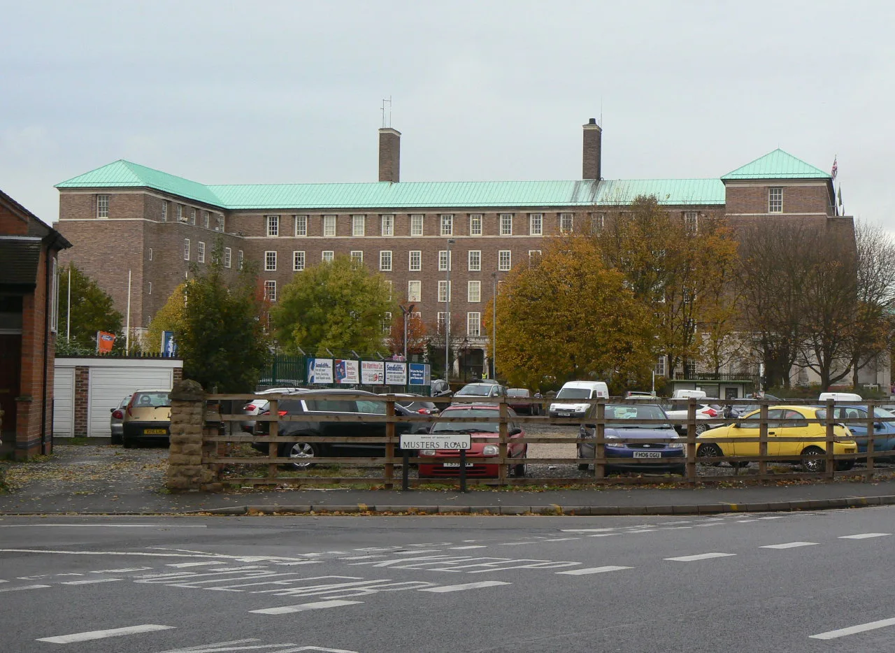 County Hall in West Bridgford, seen from Musters Road. It is the base of Nottinghamshire County Council, one of the nine councils that were to be abolished